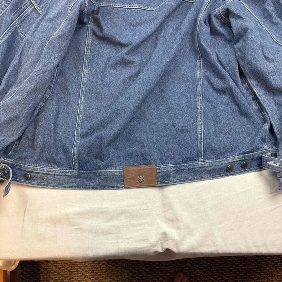 ROCAWEAR Mens Denim Jacket Blue 3X Button Front All American Logo Cotton